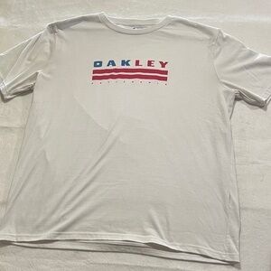 Oakley White Tee with Red and Blue Logo XL